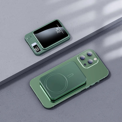 Magnetic wireless power bank for MagSafe iPhones in black, white, purple or green with fast charging capability
