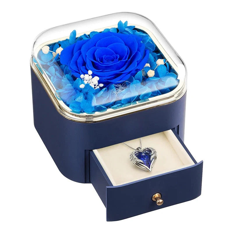 Valentine's Day Rose Flower Drawer Jewelry Box in various colors