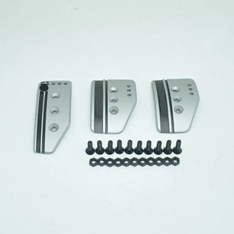 Aluminium alloy brake, accelerator, and clutch pedal set for manual transmission cars.
