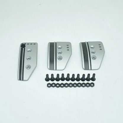 Aluminium alloy brake, accelerator, and clutch pedal set for manual transmission cars.