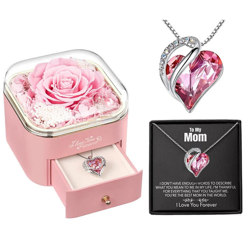 Valentine's Day Rose Flower Drawer Jewelry Box in various colors