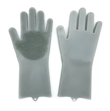 FDA food grade silicone kitchen cleaning gloves with orange colour and 357mm length
