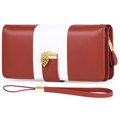 Anti-theft PU leather handbag with lock closure showing 19.5cm compact design