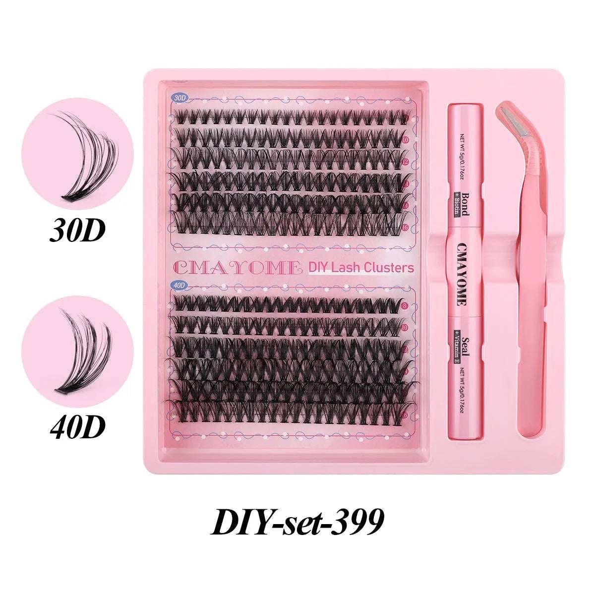 DIY single cluster false eyelashes showing individual artificial fibre clusters for custom placement