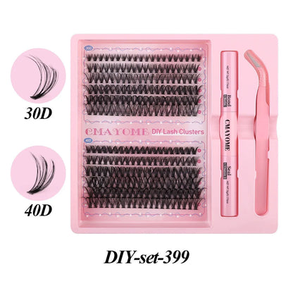 DIY single cluster false eyelashes showing individual artificial fibre clusters for custom placement