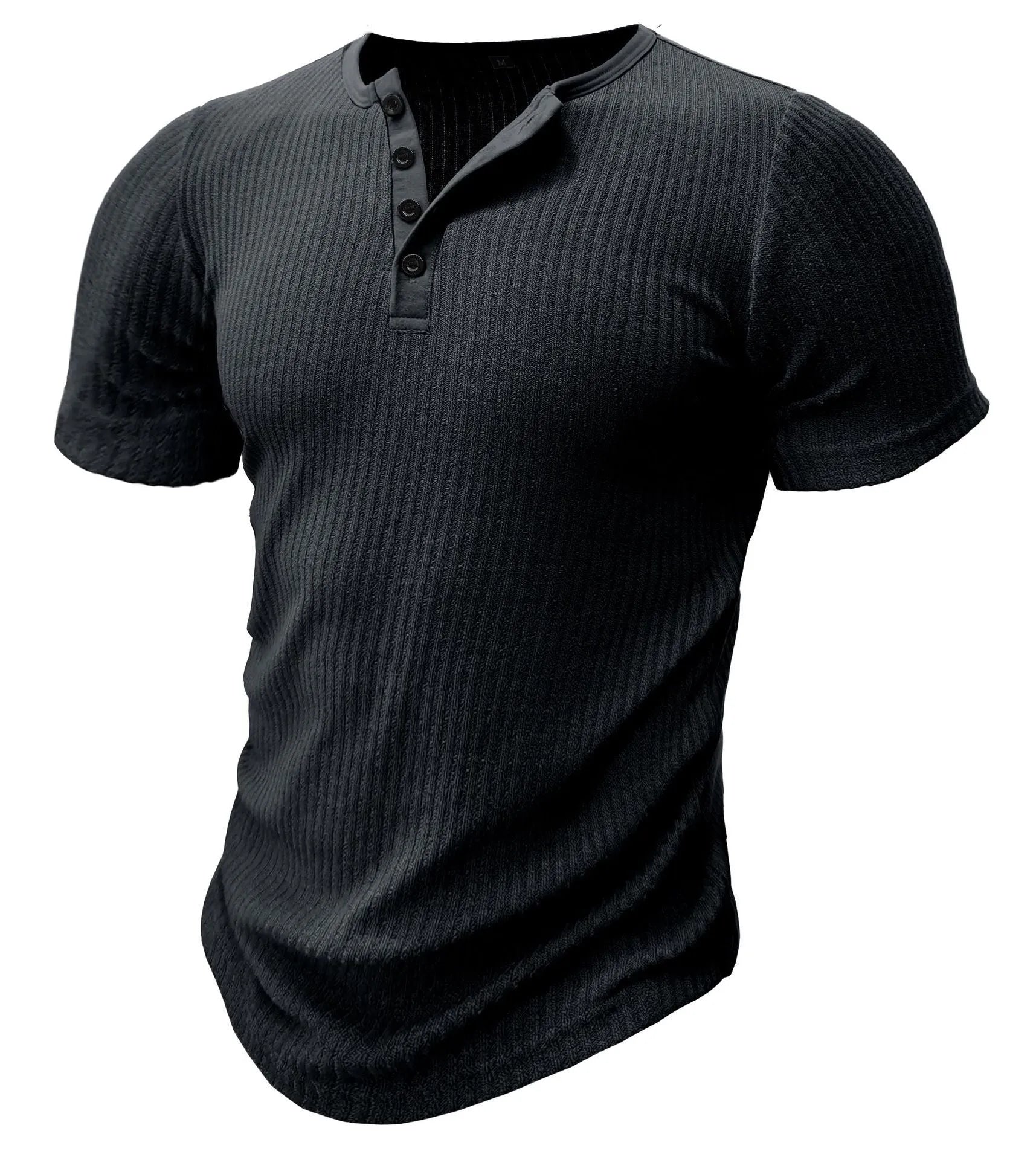 Slim-fitting solid colour sports T-shirt for men on a grey background.