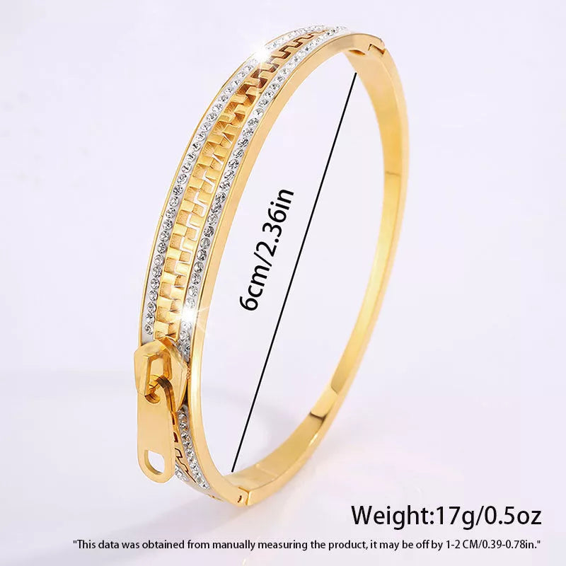 Titanium steel zipper bracelet for girls with niche design in golden and silver