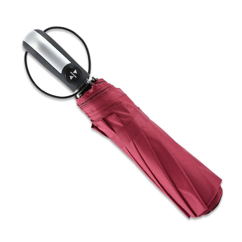 Business No Plus-sized Sun-shade Umbrella open, showing black NC fabric with 10 steel ribs and rubber handle