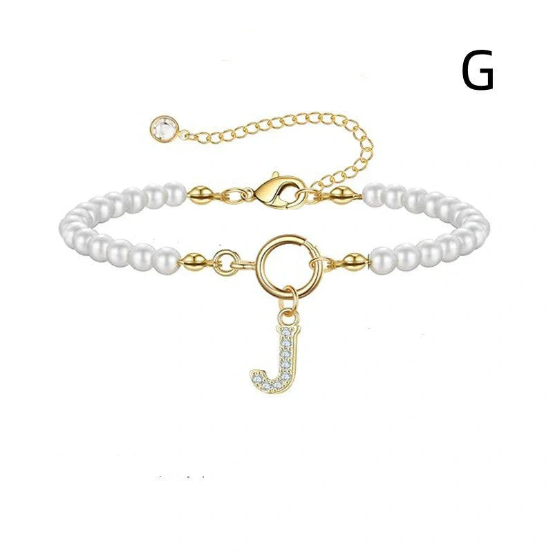 2024 fashion initial pearl bracelet for women with toggle clasp