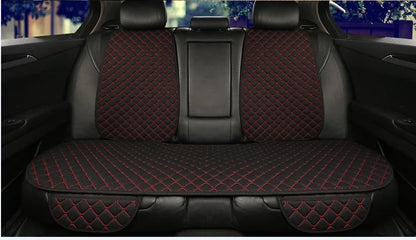Flax linen car seat cover protector in beige, black, red and brown, with cushion and five-seat style options.