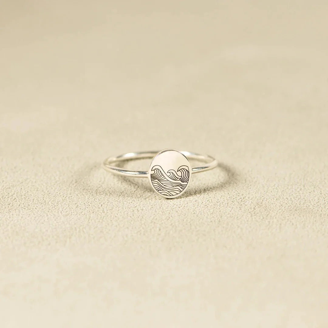 S925 Sterling Silver Wave Ring for Women in white gold and yellow gold finishes
