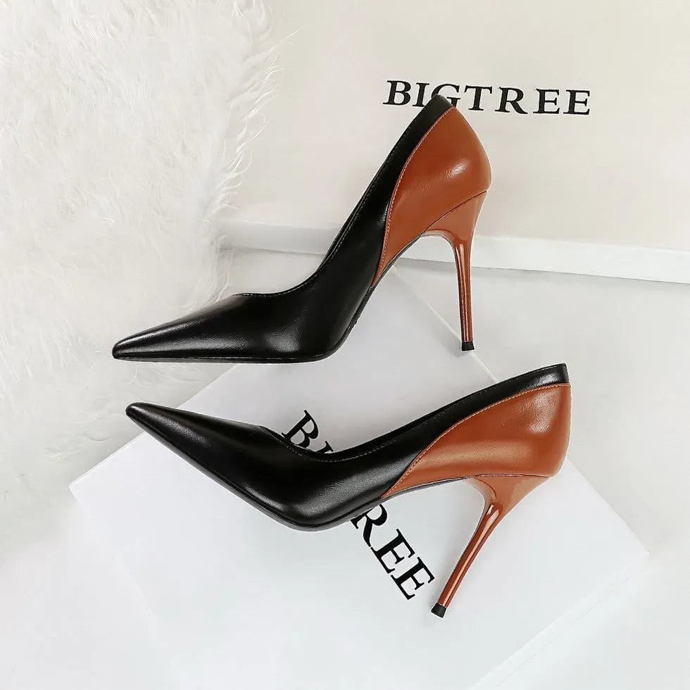 Retro style women's stiletto heels with pointed toe and super high heel for banquet occasions