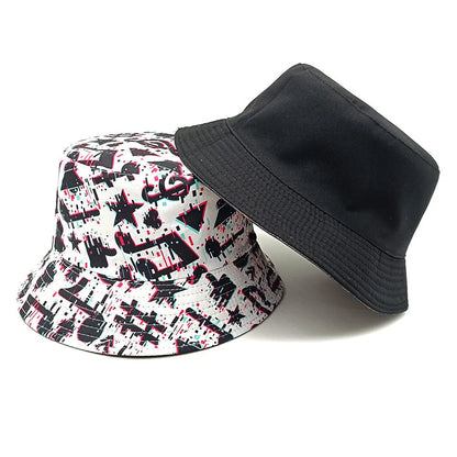 Musical note pattern printing on beige bucket hat with dome crown