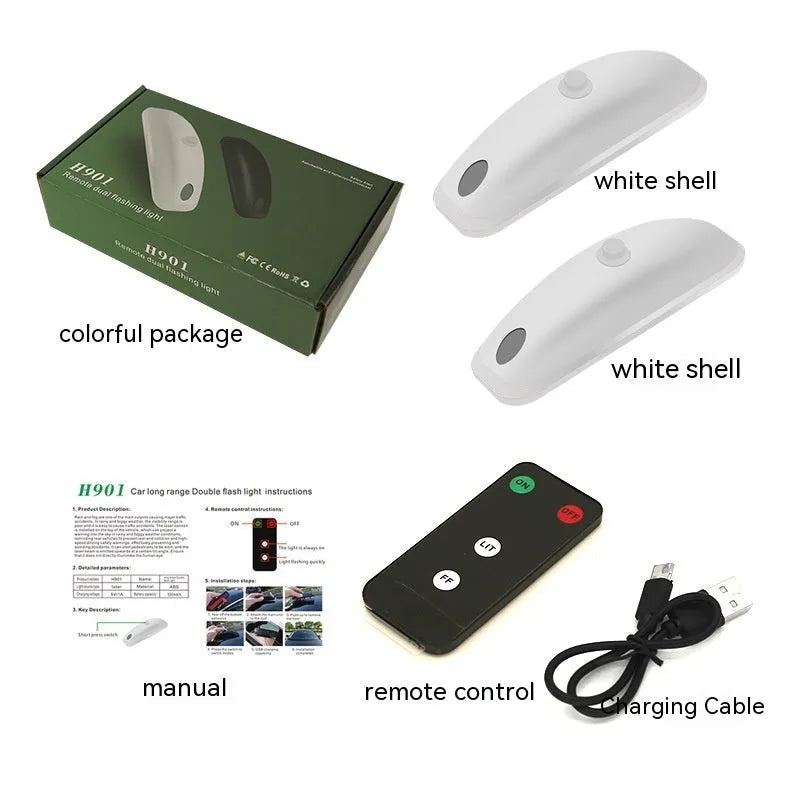 Remote control car strobe light unit with compact 14x6x5cm dimensions in black or white colours