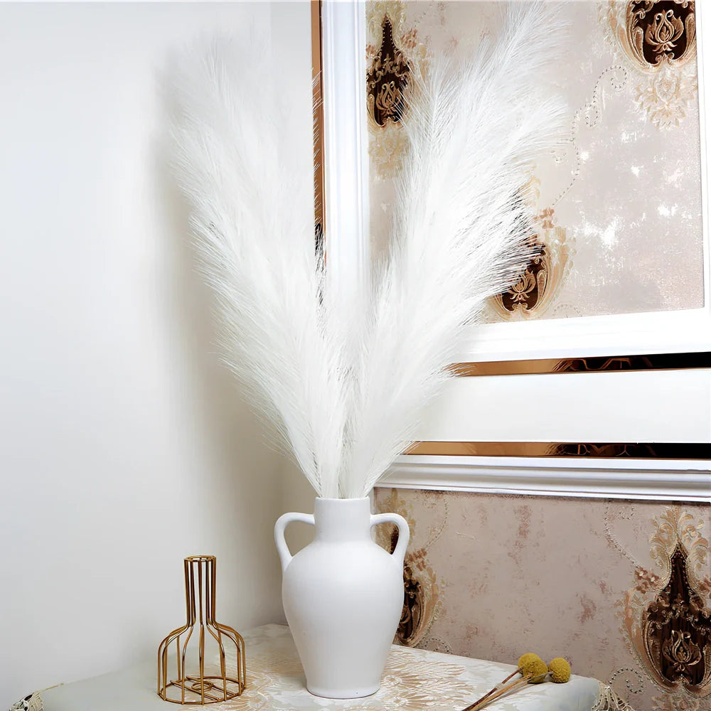 110cm long pampas simulation reed grass with 18 forks in dark grey colour, measuring 76cm hair length