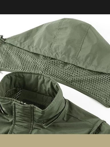 Outdoor Shell Jacket Overalls Jacket in Black, Army Green, Khaki with size patch pocket