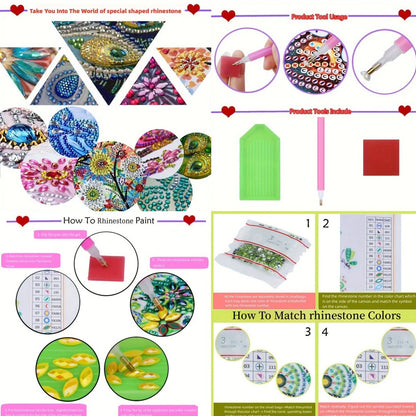 DIY diamond painting label box with cartoon design showing frameless construction and plastic material