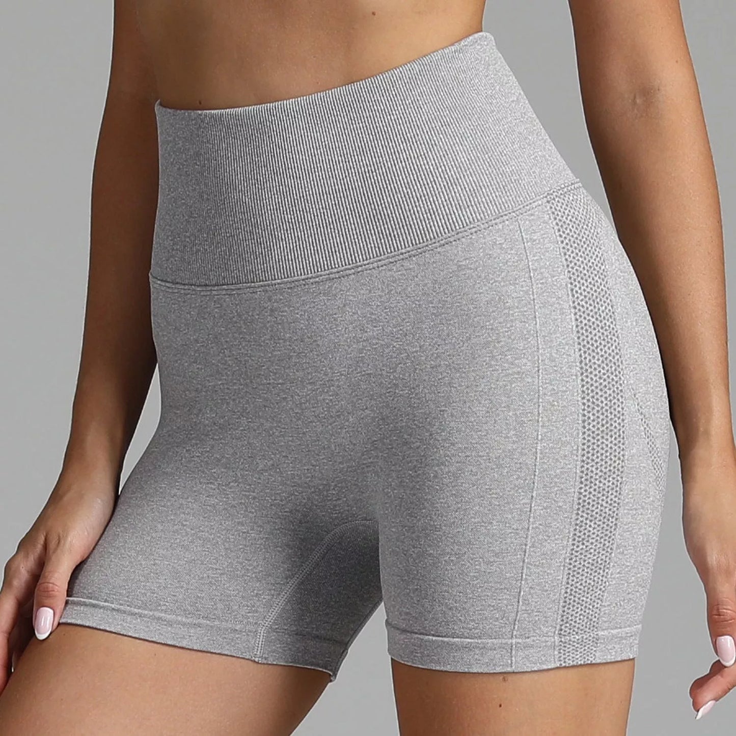 High waist seamless yoga shorts for women with hip-lifting design in various colors