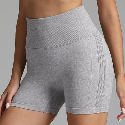 High waist seamless yoga shorts for women with hip-lifting design in various colors