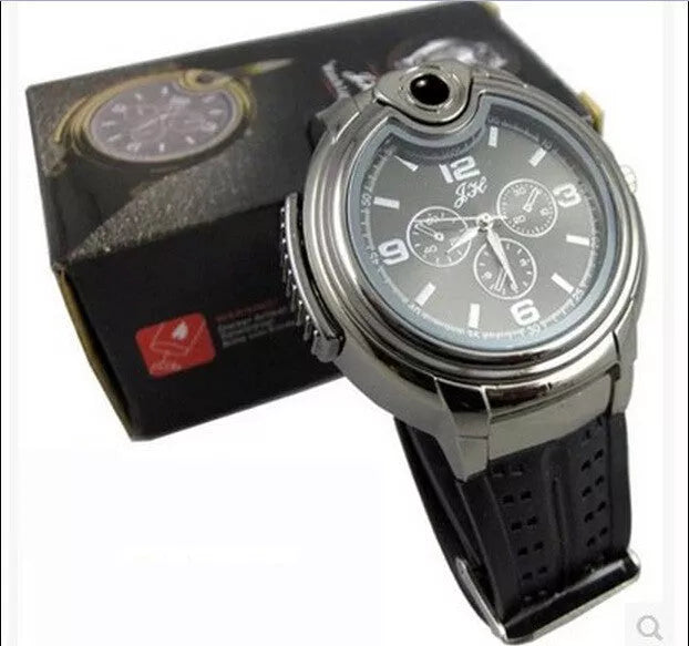 Sleek metal electronic lighter with butane fuel in white and black