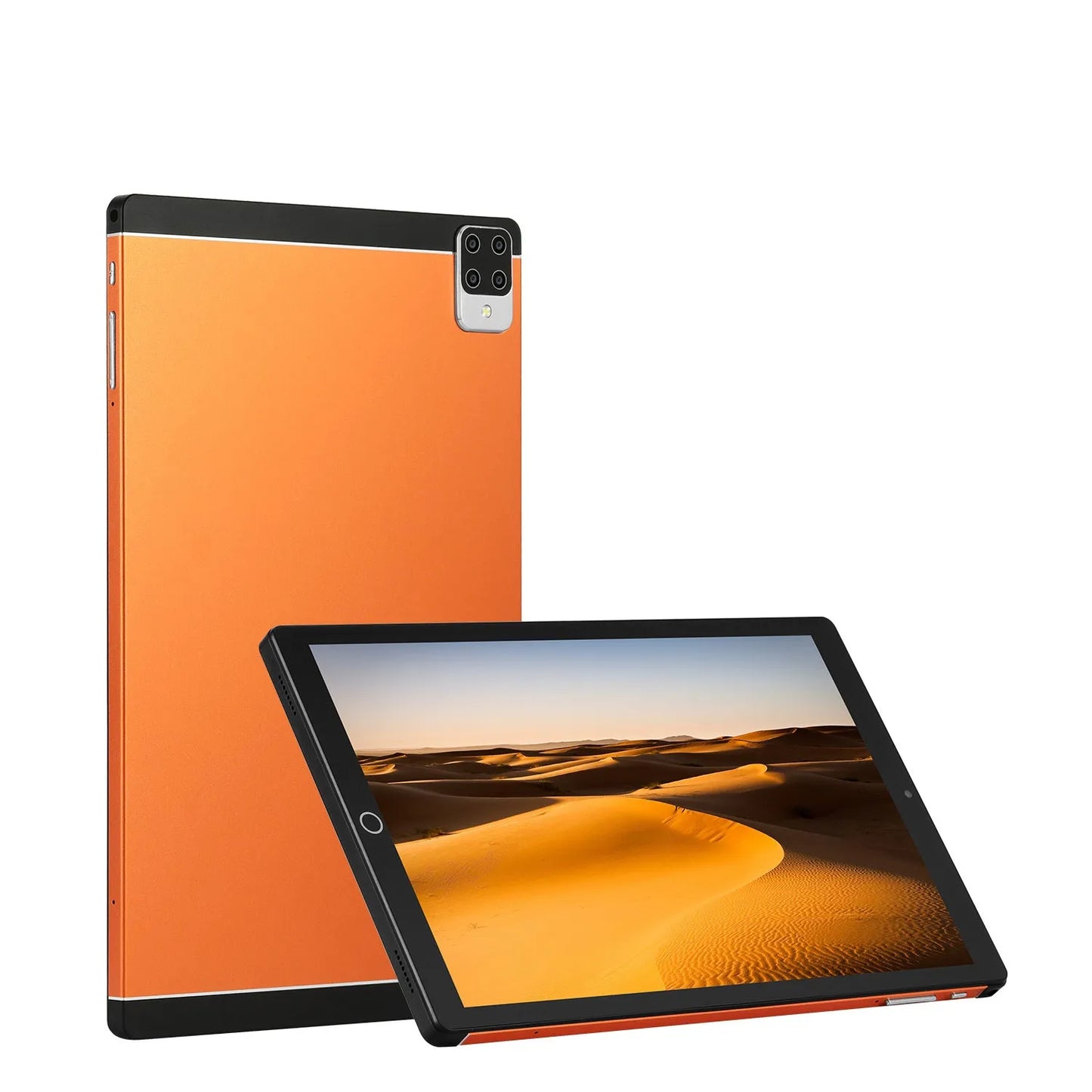 Android 15 tablet with 11.6-inch IPS screen shown in black, blue, green, and orange colour options.
