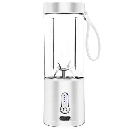 Hand operated portable blender in black, white, blue, and rose red with rechargeable battery and 530ml capacity
