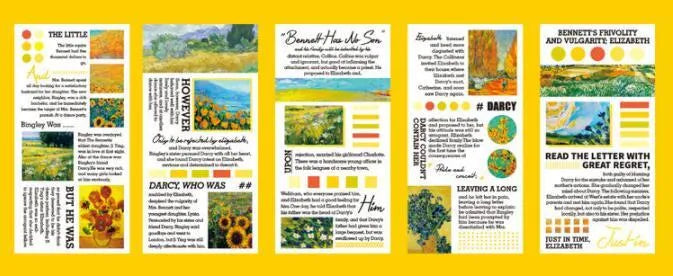 Paper sticker book with 60x120mm landscape painting designs in eight colour options