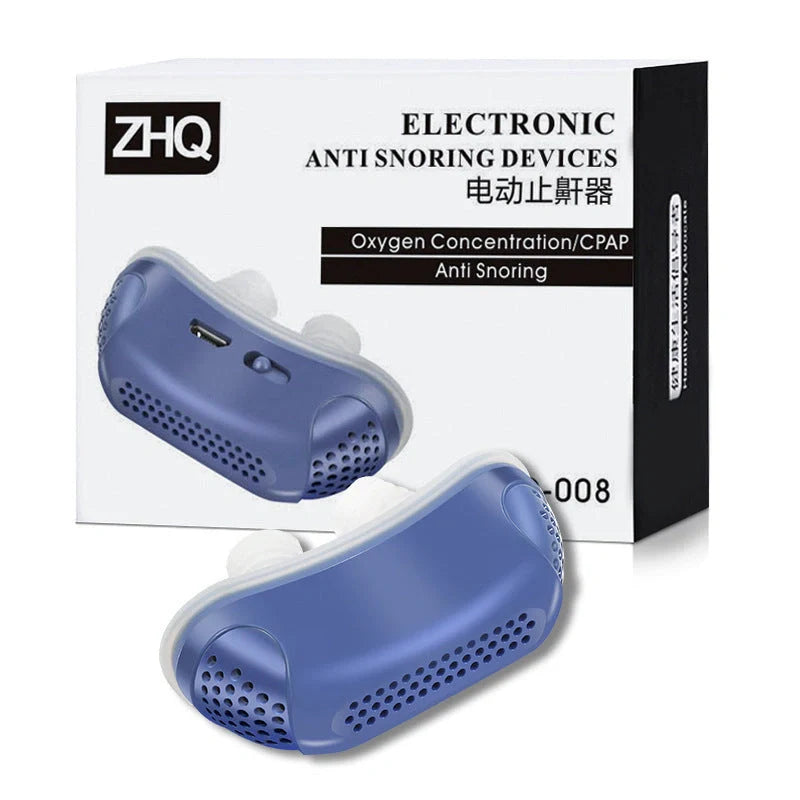 Electric Anti-snoring Respirator in coral blue, mint green, and ivory white