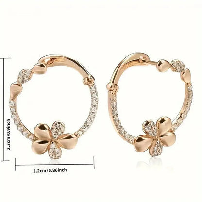 Copper round ring geometric earrings with electroplated finish for women