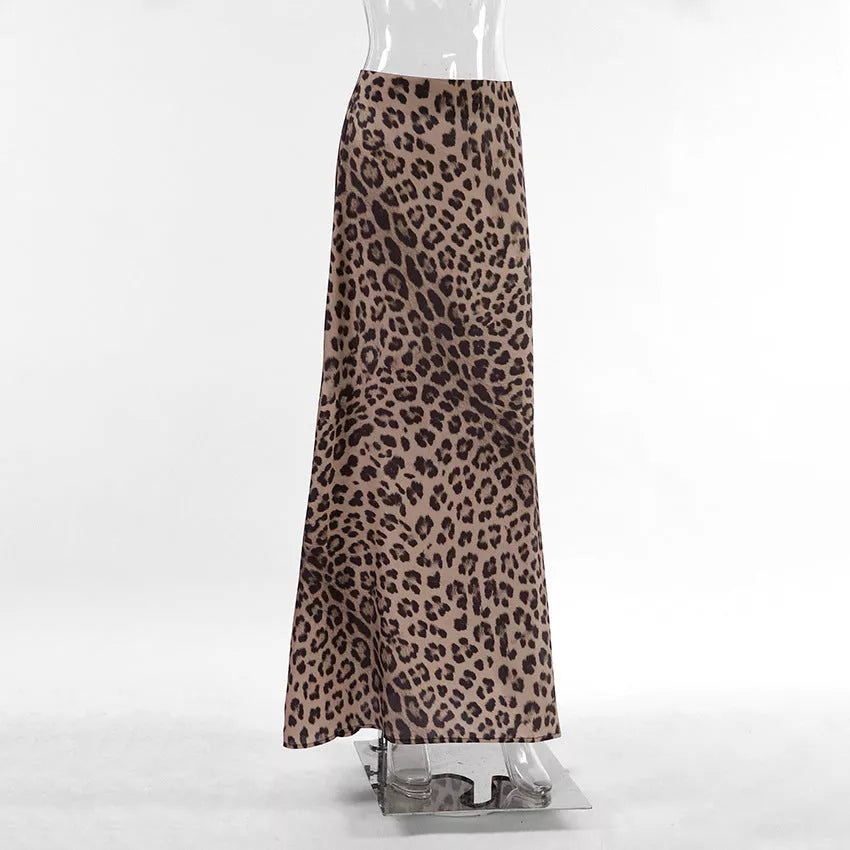 Leopard print mermaid skirt dress for women, made from durable polyester fabric