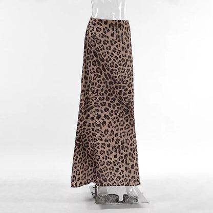Leopard print mermaid skirt dress for women, made from durable polyester fabric
