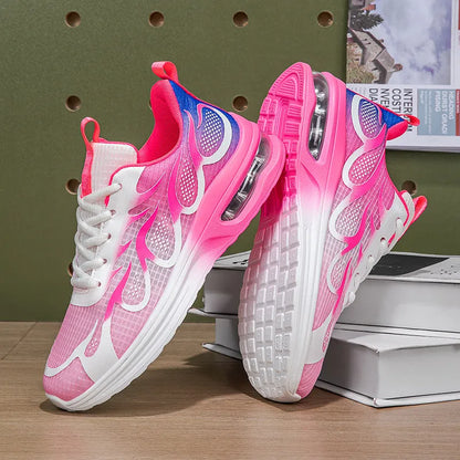 Women's mesh casual sneakers in pink, Plum Red or Moonlight colours with flexible PU soles