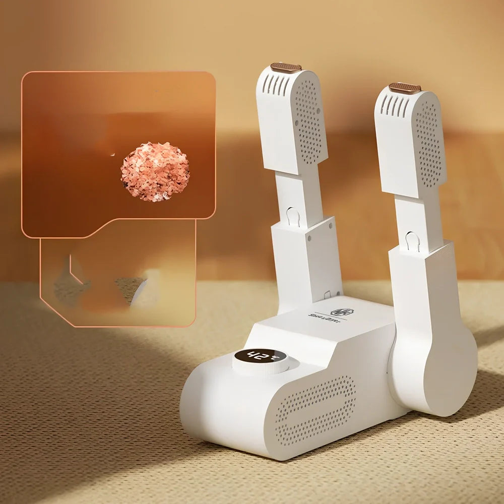 Multifunctional shoe dryer with folding design and purple light antibacterial technology for drying and deodorising footwear