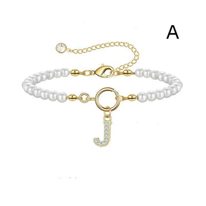 2024 fashion initial pearl bracelet for women with toggle clasp