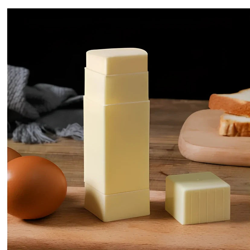 White polypropylene butter applicator creating 6x6x3cm butter sticks with vertical grease box design