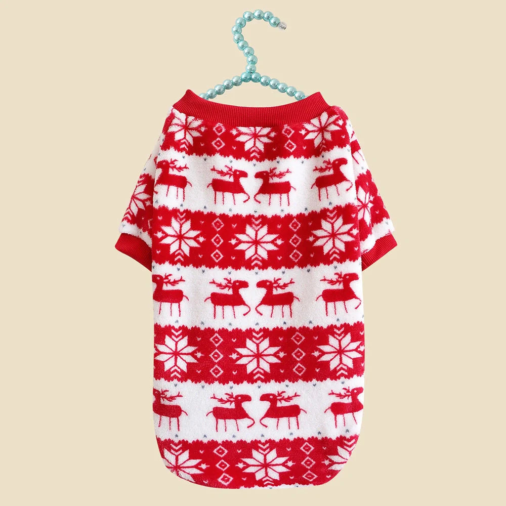 Winter warm padded dog sweater in Christmas red, sizes S to XL
