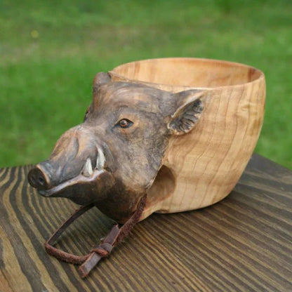 Handcrafted Scandinavian Kuksa Wooden Mug with Unique Wood Grain Designs for Outdoor Adventures