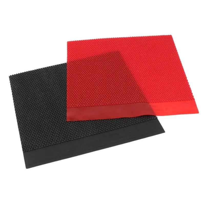 Table tennis racket rubber with small particle surface texture in black and red colour options