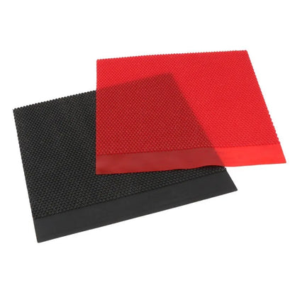 Table tennis racket rubber with small particle surface texture in black and red colour options