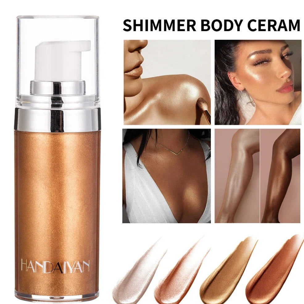 Liquid highlighter makeup bottle with 20ml capacity for face and body application