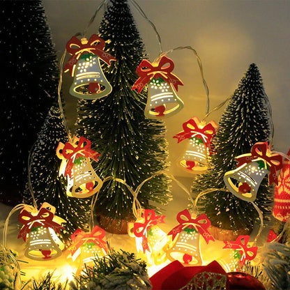Christmas LED light string with Santa Claus, elk, and snowman ornaments for festive holiday decor