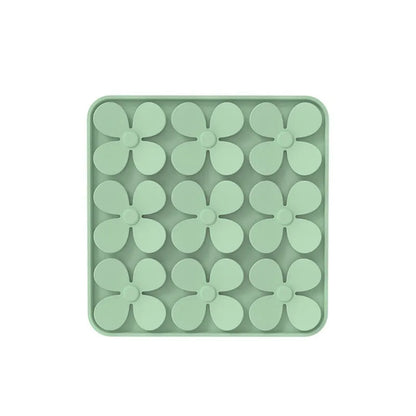 Washable silicone dog sniffing pad in green, blue, beige, or grey for pet treat-hiding play