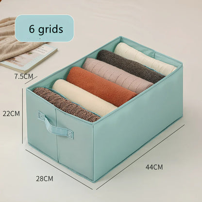 Foldable denim pants drawer organiser box with PP board construction and multiple compartments for clothing storage