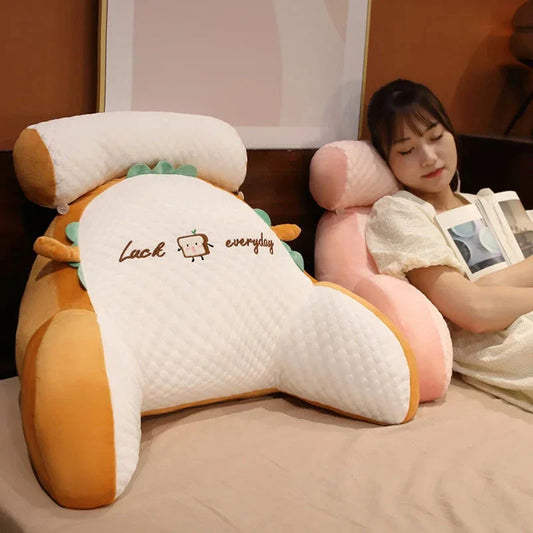 Adjustable ergonomic reading pillow with breathable fabric and detachable cover for comfortable support and easy cleaning