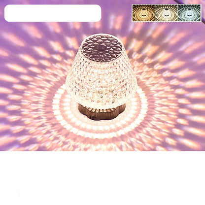 Crystal table lamp with touch sensor base and USB charging cable