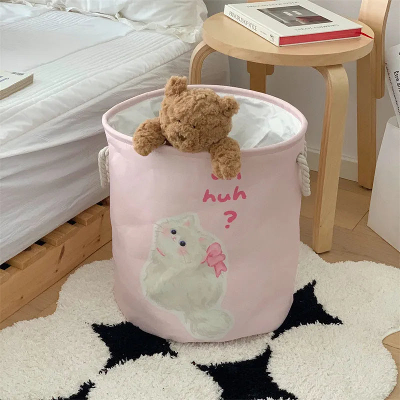 Foldable cotton laundry basket in modern simplicity design with large capacity for bedroom storage