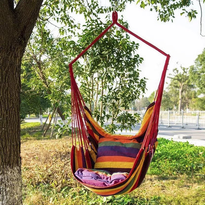 Canvas hammock swing chair in various colors for indoor and outdoor use