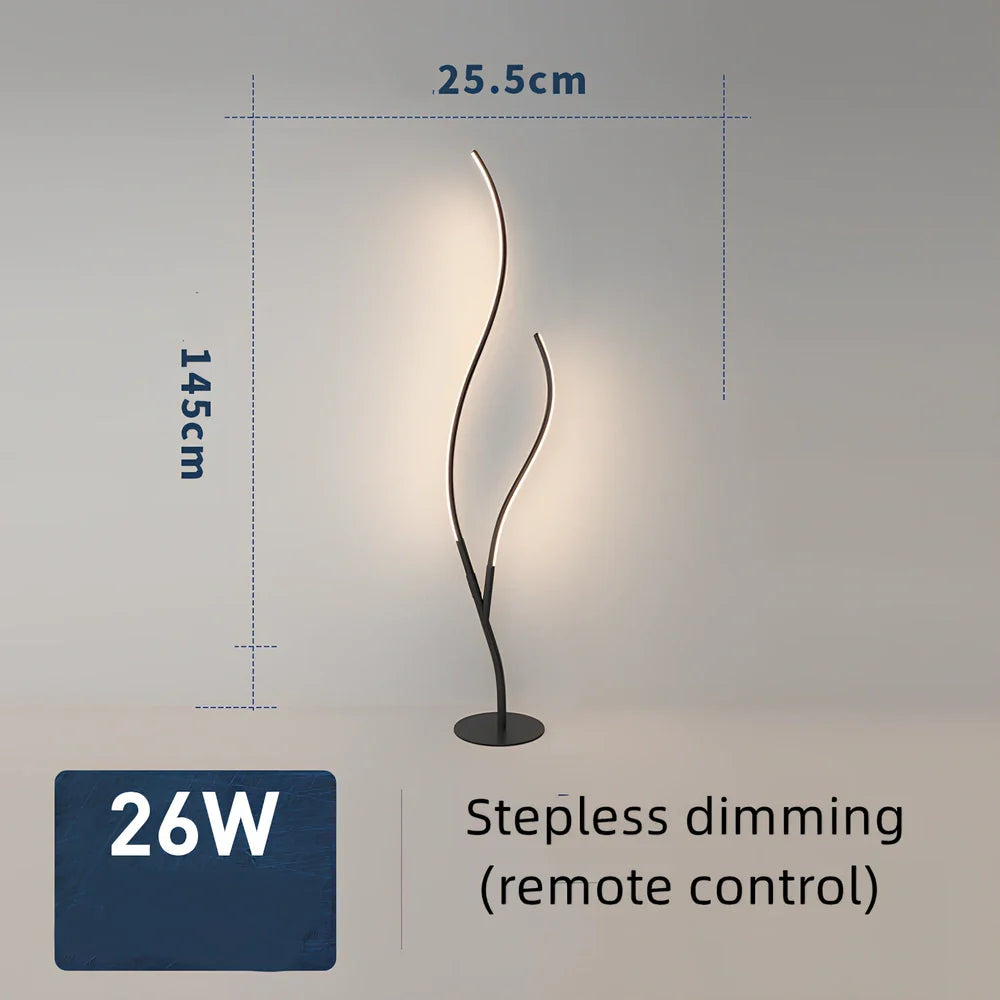 Fashion Twig artistic floor lamp with extended horizontal arm and modern aluminium design