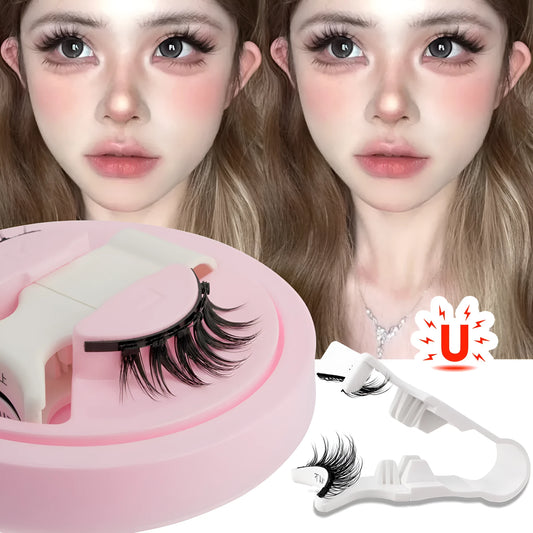 Reusable waterproof glue-free false eyelashes set with artificial fibre construction