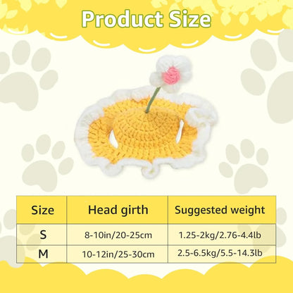 Green knitted cat hat on a kitten, showing soft fabric and cute design for parties.